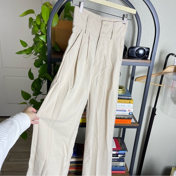 nonchalant Label Size Xs Paige Pant - Oat $311 Highwaisted Wide Leg Dress Pants - Picture 7 of 16